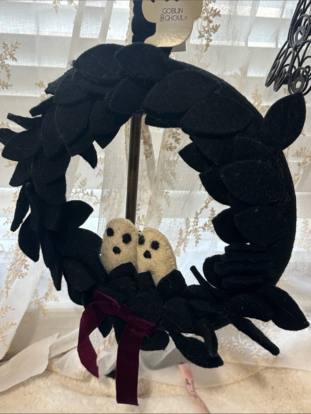 Goblin & Ghoul black felt ghost wreath